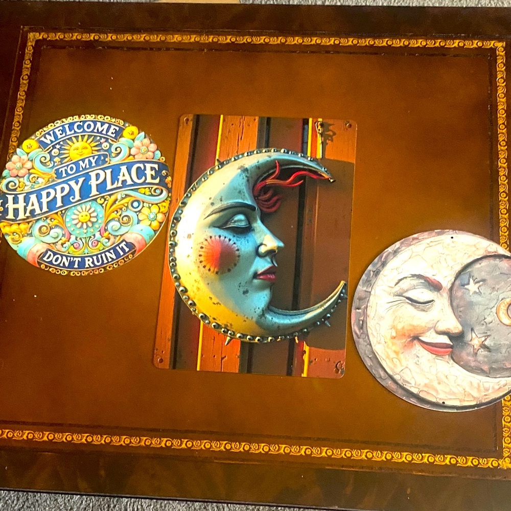 Decorative Moon and Sun Wall Art Set three metal signs very unique brand New